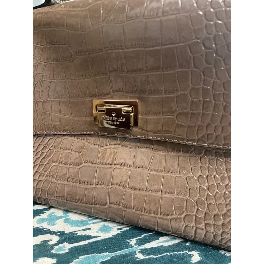 Kate‎ Spade Satchel Top Handle Croc Embossed Leather Handbag Purse